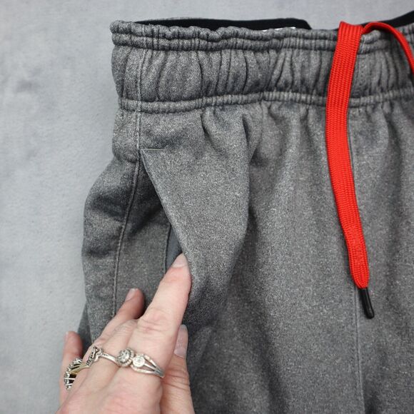 Reebok Pants Mens Gray Elastic Waist Red Drawstring Zip Pocket Sweatpants - Picture 8 of 16